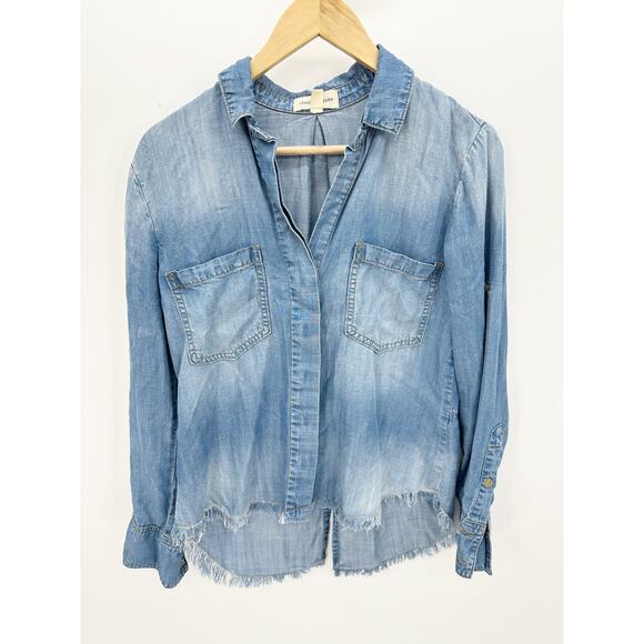 Cloth & Stone Blue Chambray Denim Button Down Shirt Women's Size X-Small XS - Picture 1 of 9